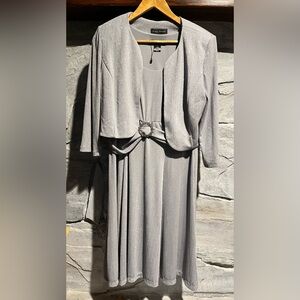 Jessica Howard Silver Gray Dress and Jacket Set